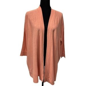 Pure Jill Open Front Silk Blend Draped Cardigan Longer line Peachy Salmon color